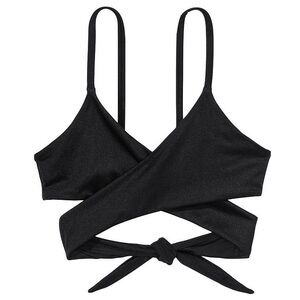 VICTORIA'S SECRET *NWT* Long Wrap Detail Triangle Bikini Top in Black - Size S